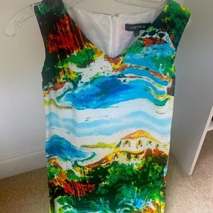 Colorful European beach villa vibe sheath dress new with out tags